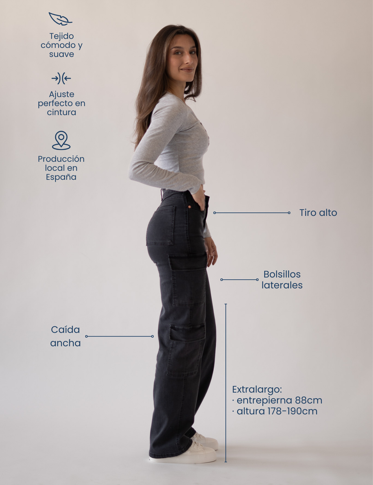 CARGO TALL HIGH RISE - GREY
