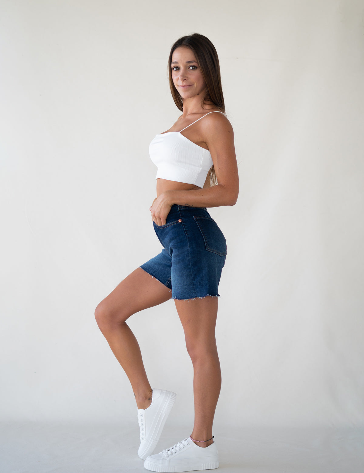 SHORTS HIGH RISE - DARK BLUE