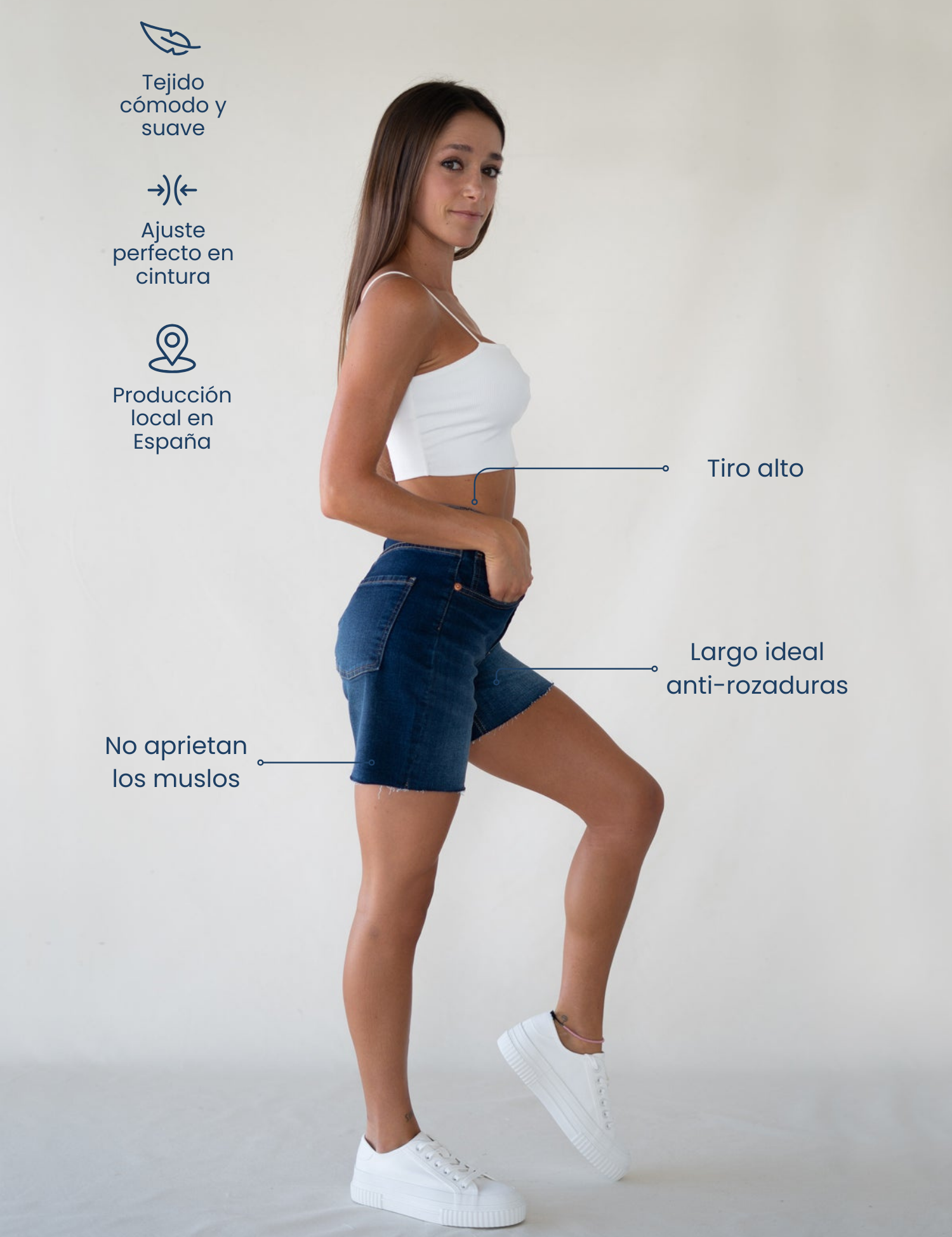SHORTS HIGH RISE - DARK BLUE