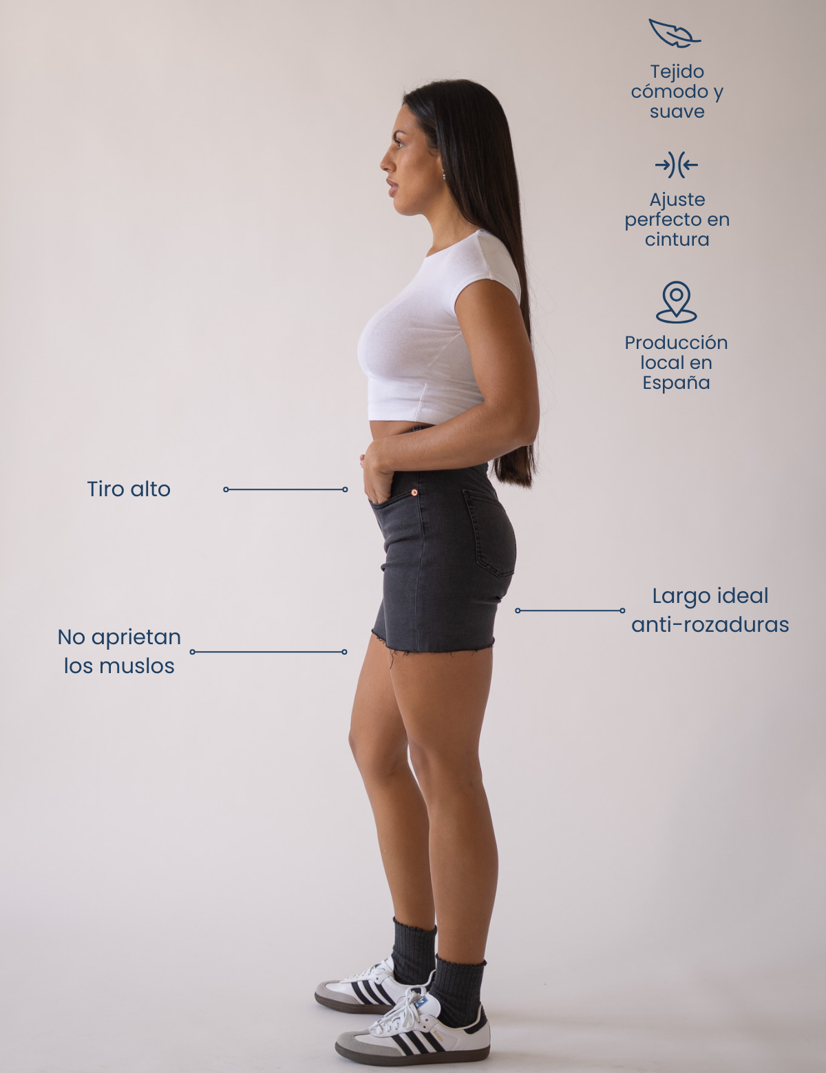 SHORTS HIGH RISE - GREY