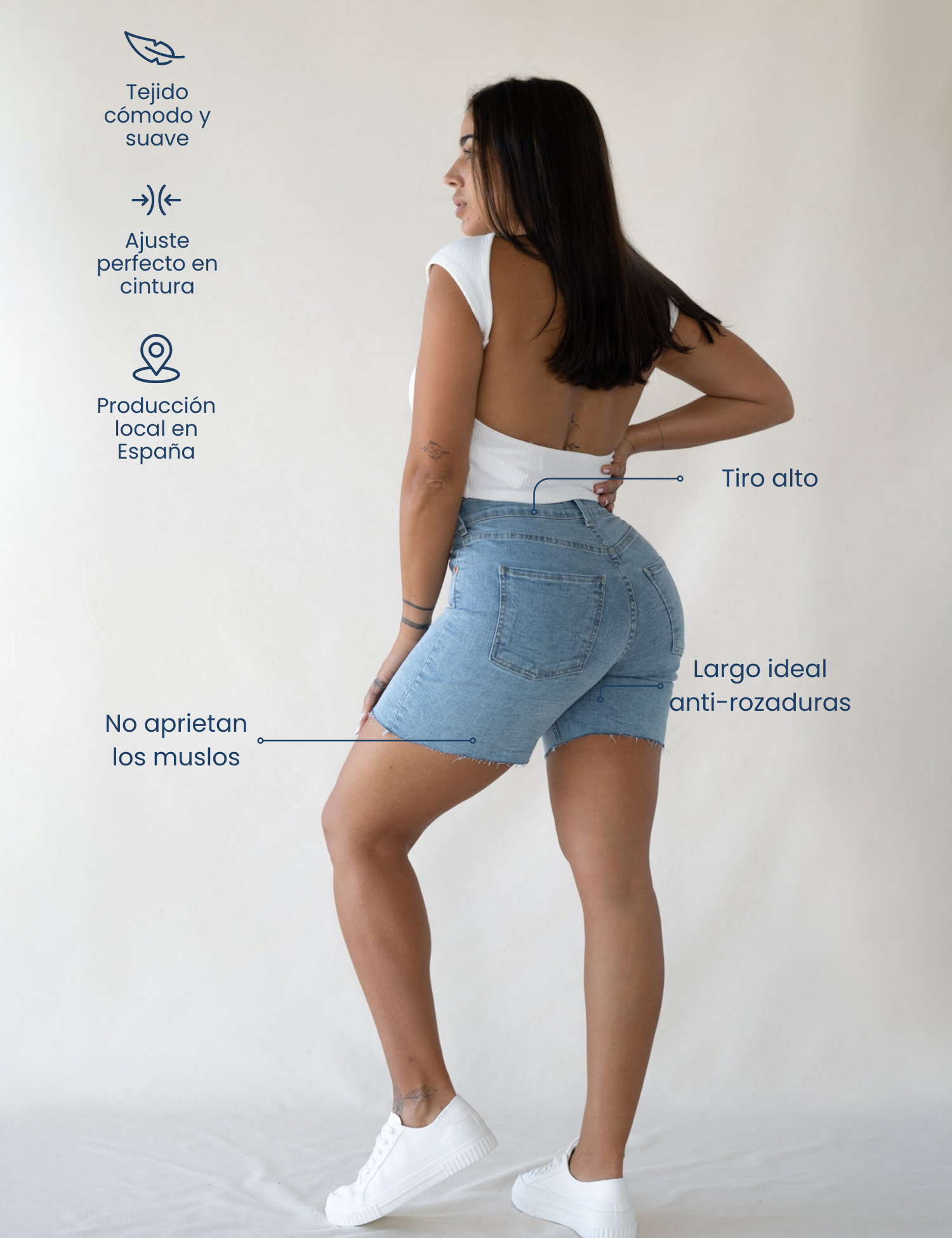 SHORTS HIGH RISE - LIGHT BLUE
