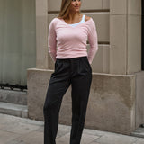 MOM TAILORED PLEATED TROUSERS - BLACK