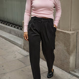 MOM TAILORED PLEATED TROUSERS - BLACK