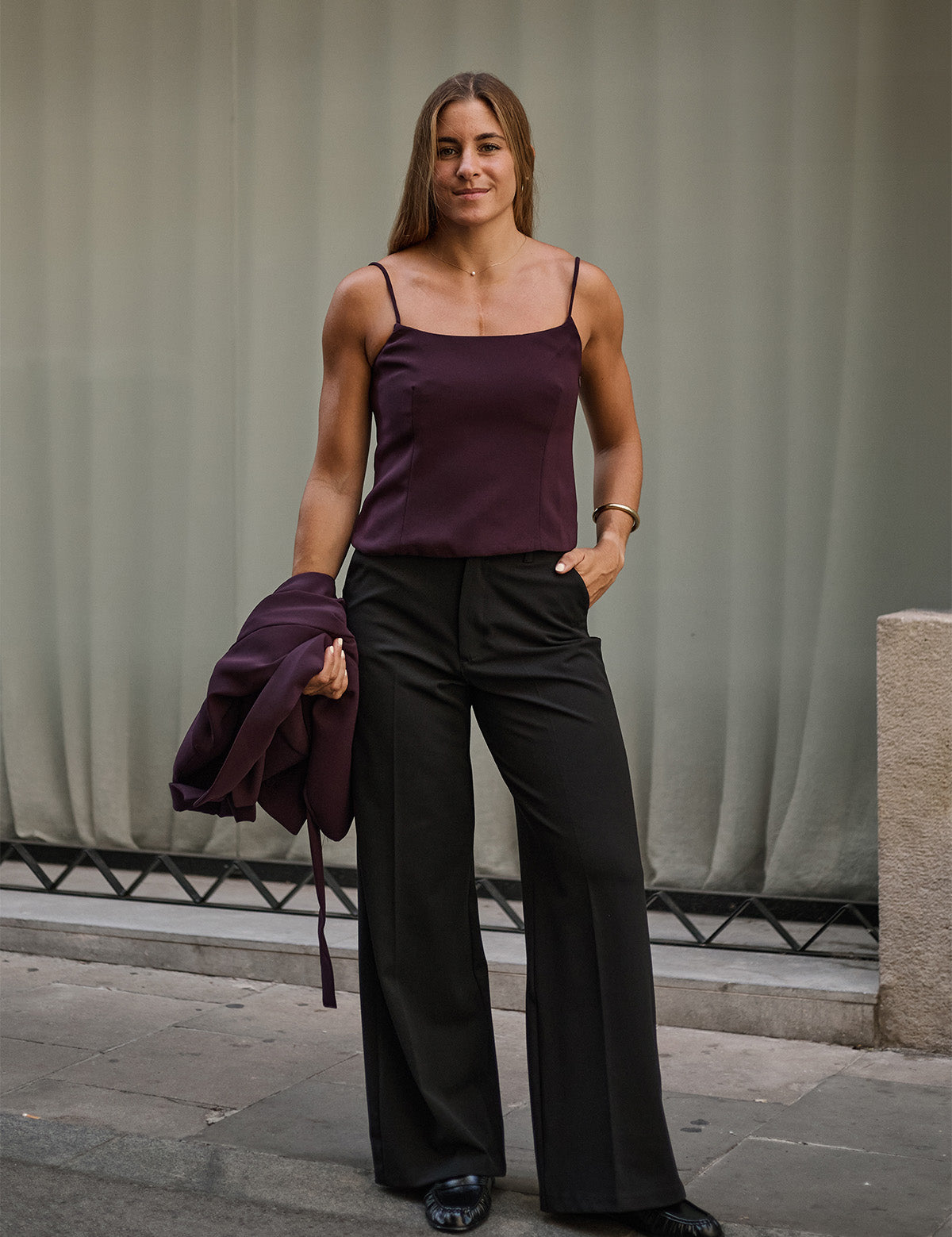 WIDE LEG TAILORED TROUSERS - BLACK