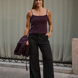 WIDE LEG TAILORED TROUSERS - BLACK