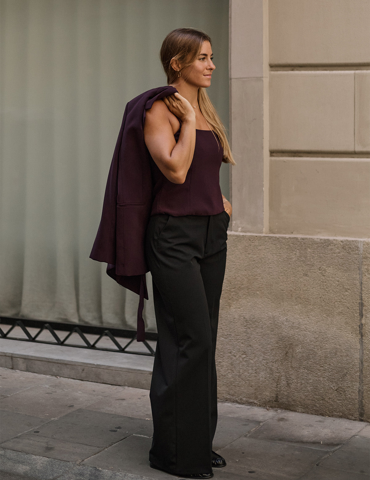 WIDE LEG TAILORED TROUSERS - BLACK