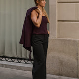 WIDE LEG TAILORED TROUSERS - BLACK