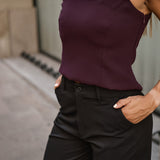 WIDE LEG TAILORED TROUSERS - BLACK