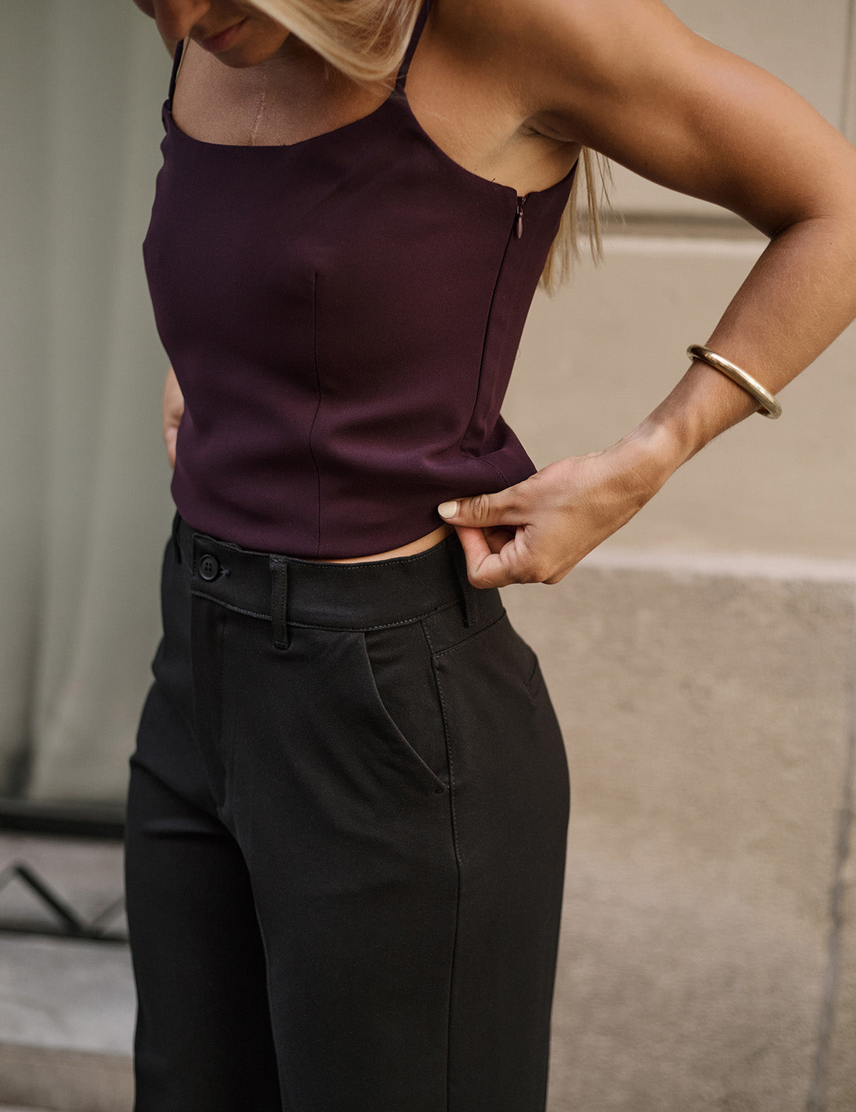 WIDE LEG TAILORED TROUSERS - BLACK