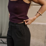 WIDE LEG TAILORED TROUSERS - BLACK