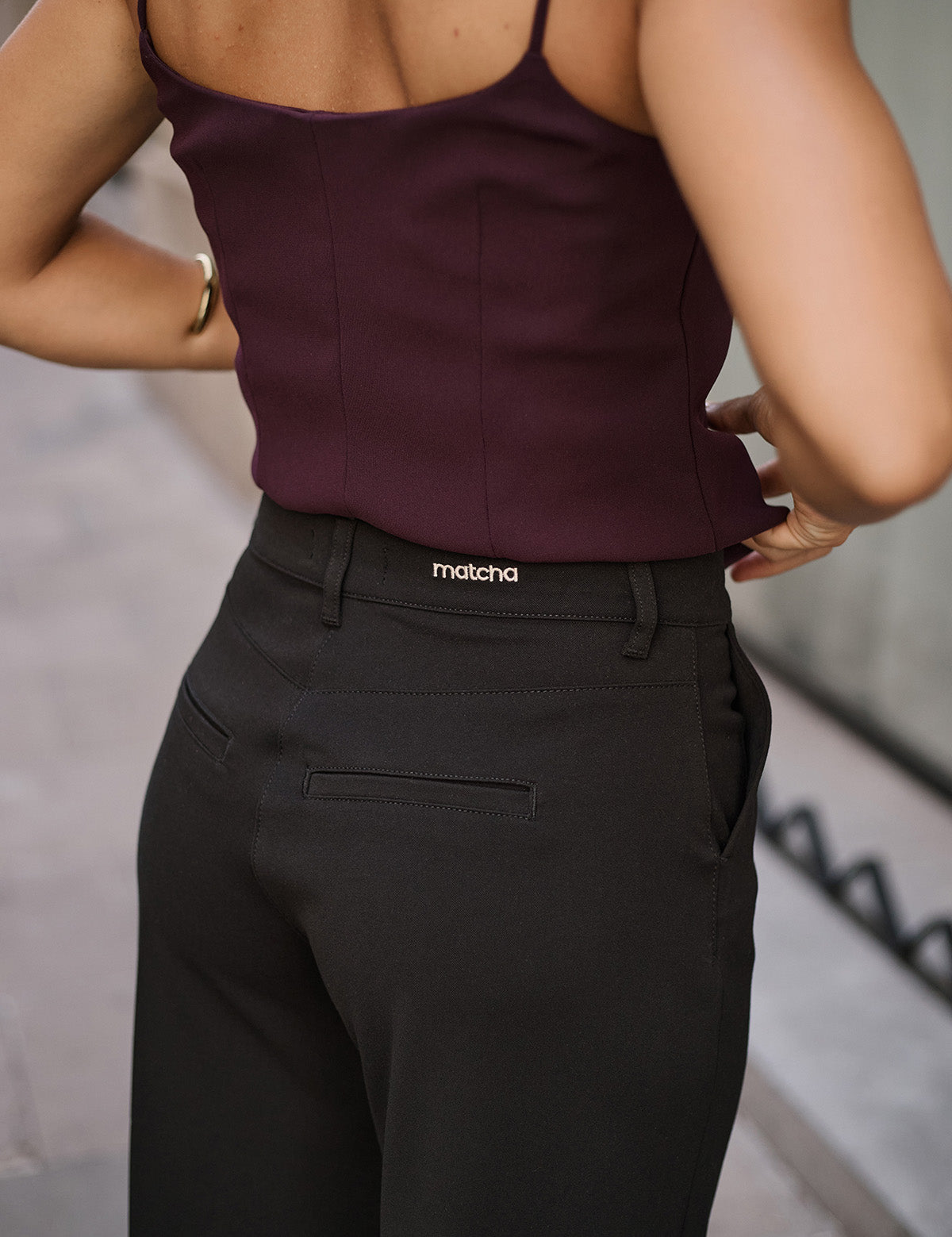 WIDE LEG TAILORED TROUSERS - BLACK