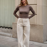PANTALONES BAGGY PANA - ECRU