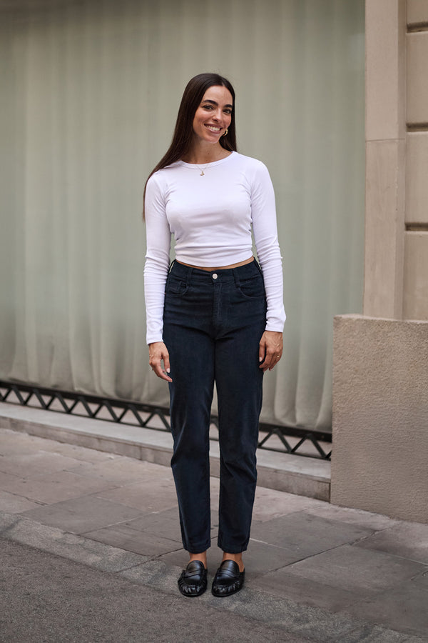 PANTALONS MOM PANA - NAVY