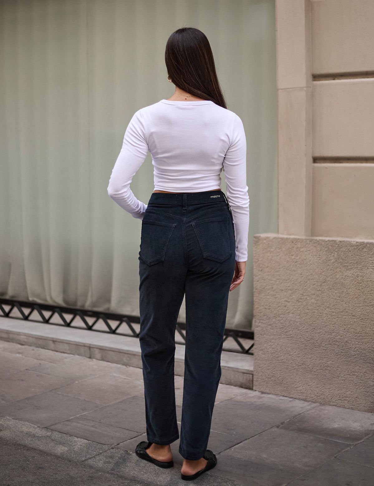 PANTALONES MOM PANA - NAVY