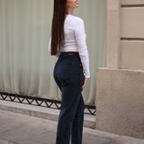 PANTALONES MOM PANA - NAVY