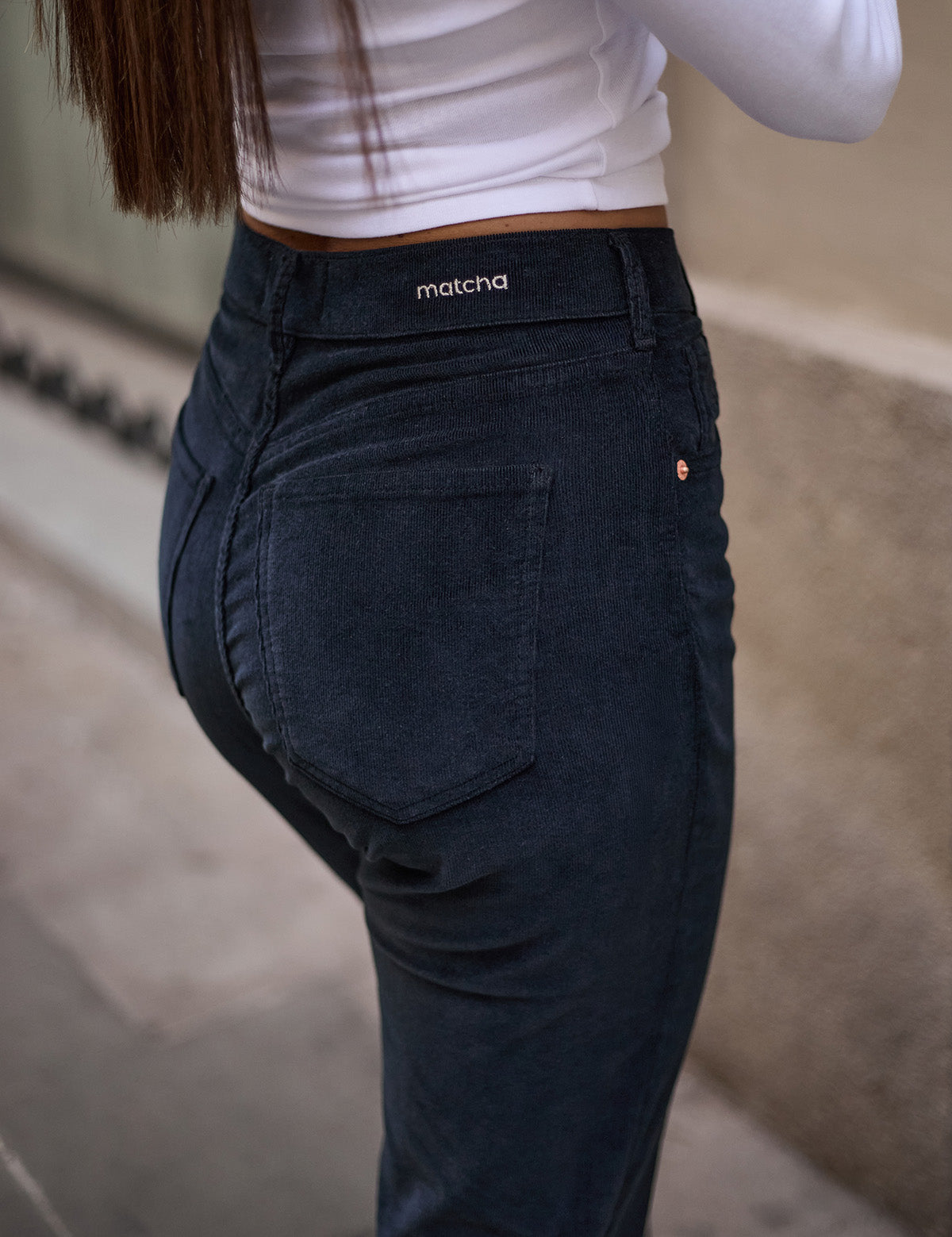 PANTALONES MOM PANA - NAVY