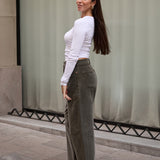 PANTALONES BARREL PANA - KHAKI