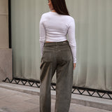 PANTALONES BARREL PANA - KHAKI