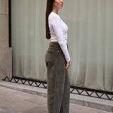 PANTALONES BARREL PANA - KHAKI
