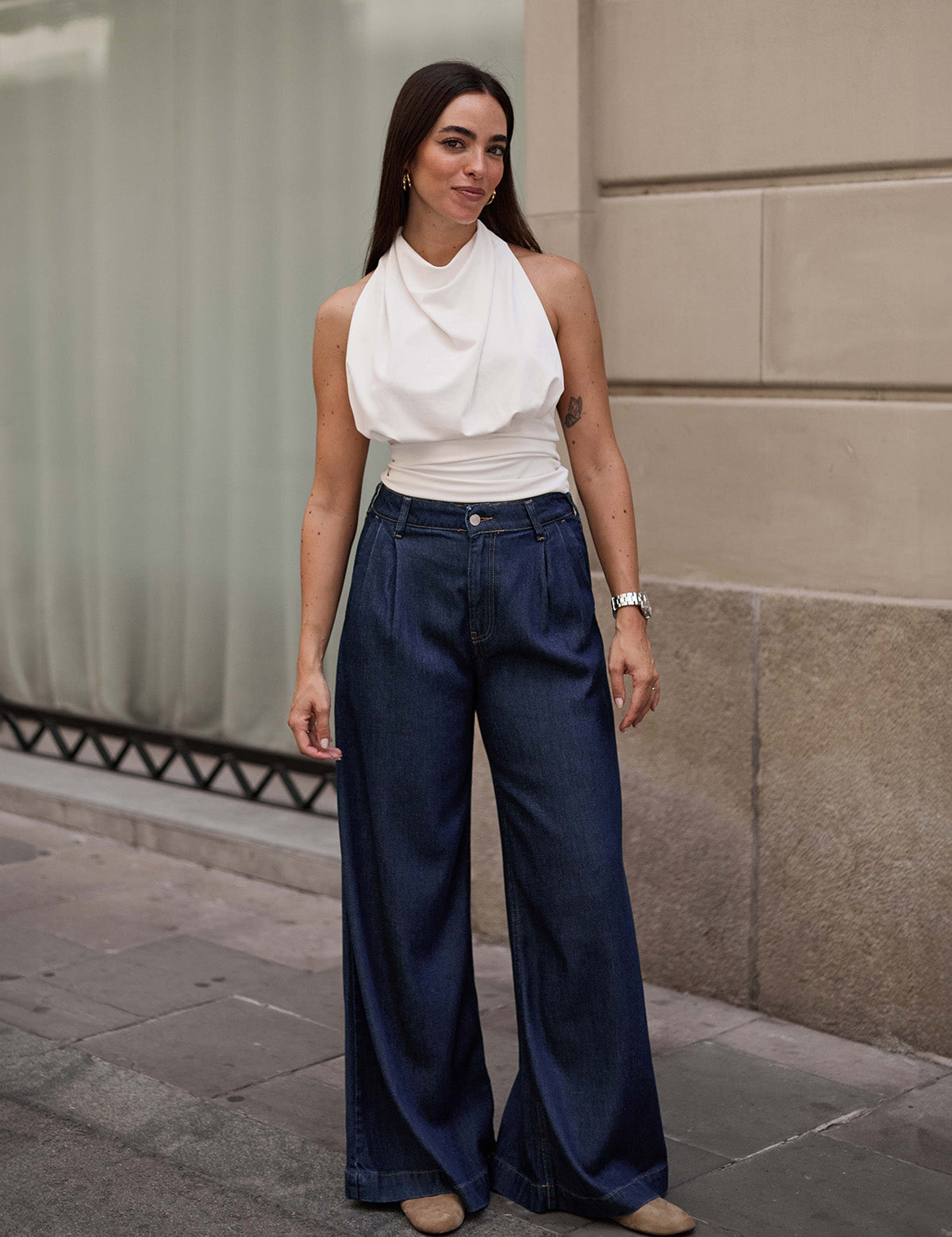 FLUID PLEATED BAGGY - RAW DENIM