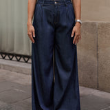 FLUID PLEATED BAGGY - RAW DENIM