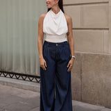 FLUID PLEATED BAGGY - RAW DENIM