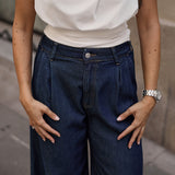 FLUID PLEATED BAGGY - RAW DENIM