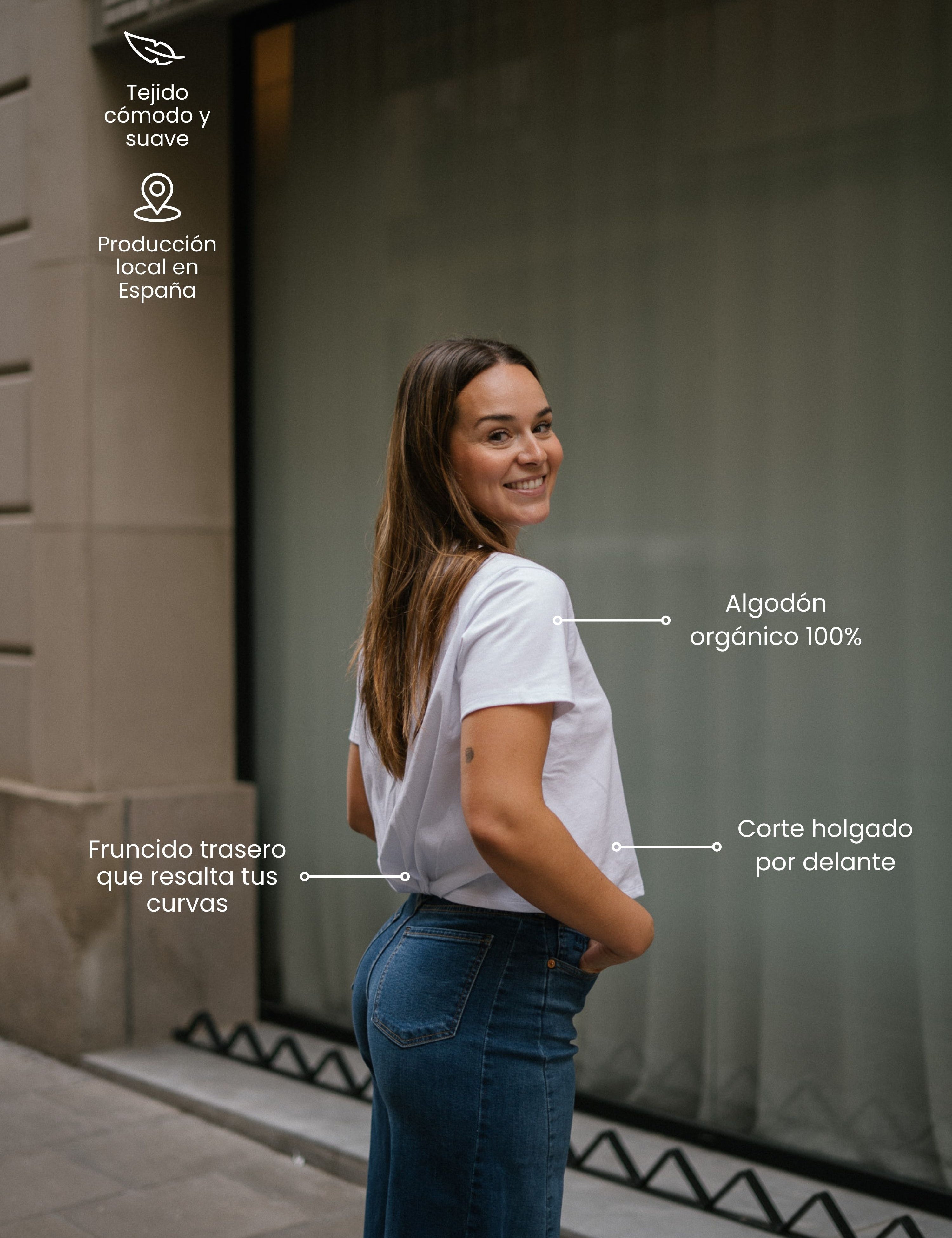 BACK RUCHED TEE - WHITE