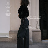 BAGGY GOLD STUDS - BLACK