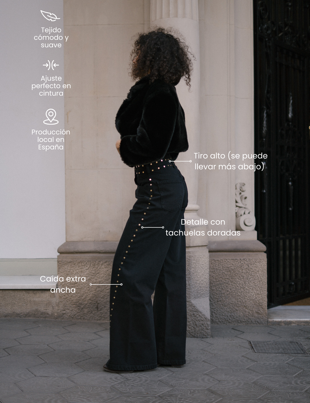 BAGGY TATXES DAURADES - BLACK