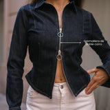 ZIPPER DENIM SHIRT - RAW DENIM