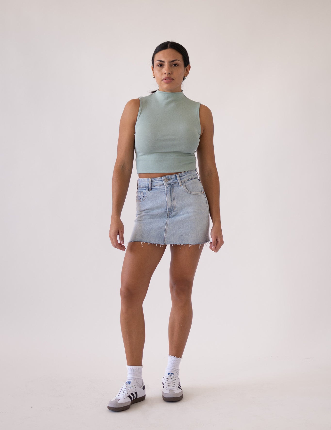 MINI SKIRT - WHITE BLUE