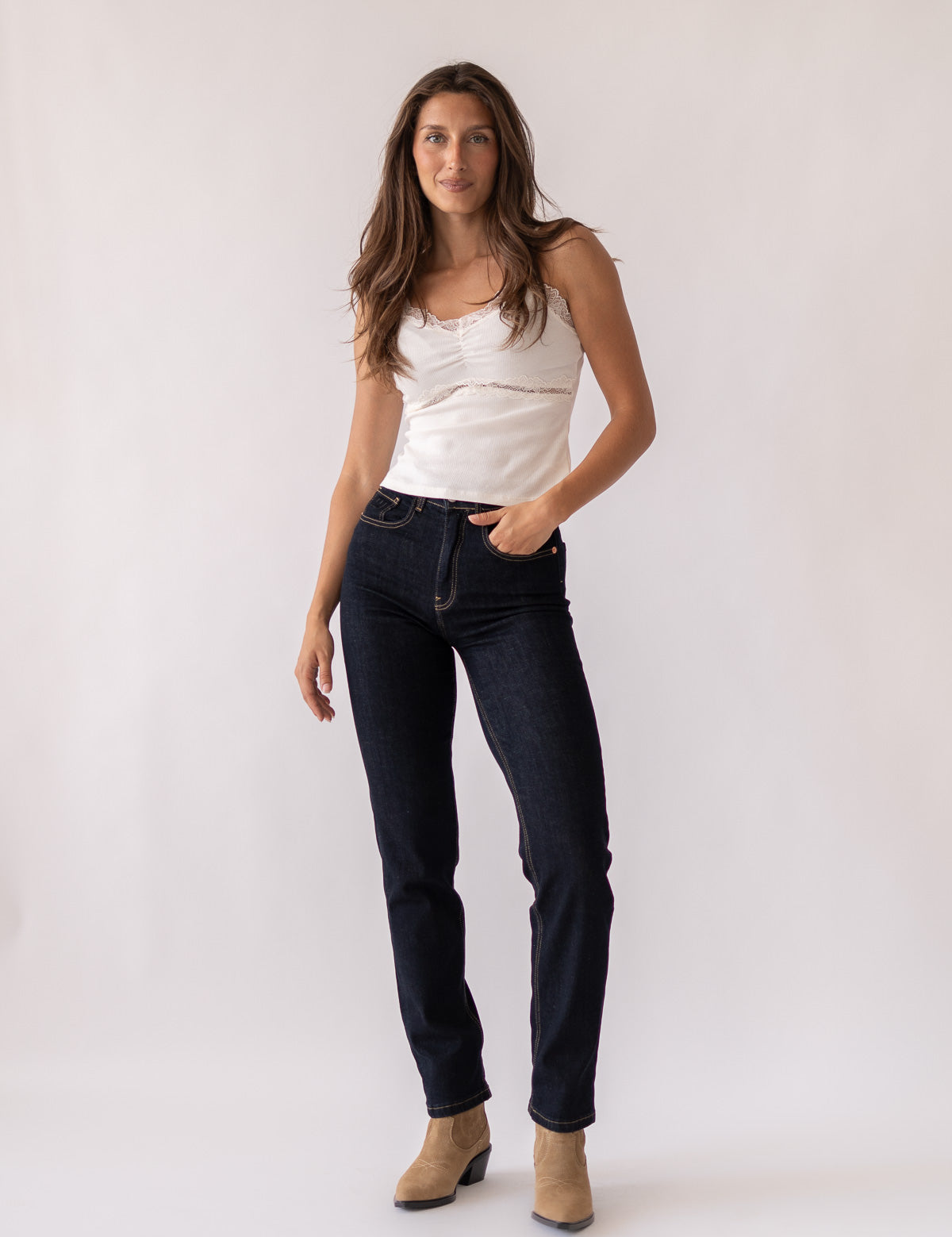 STRAIGHT HIGH RISE - RAW DENIM