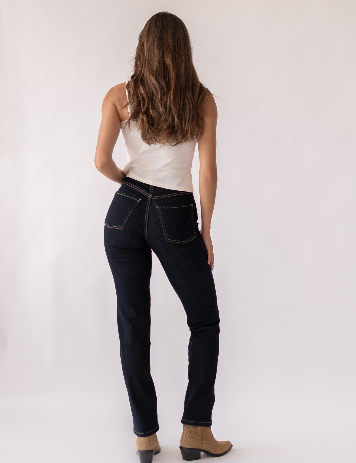 STRAIGHT HIGH RISE - RAW DENIM