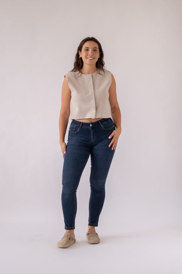 SKINNY MID RISE - DARK BLUE