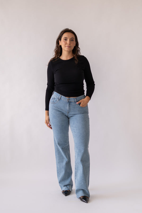 WIDELEG MID RISE - LIGHT BLUE