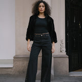 BAGGY GOLD STUDS - BLACK