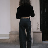 BAGGY GOLD STUDS - BLACK