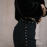 BAGGY GOLD STUDS - BLACK