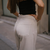 SUPER WIDE LEG MID RISE - STONE