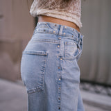 BAGGY SILVER STUDS - LIGHT BLUE