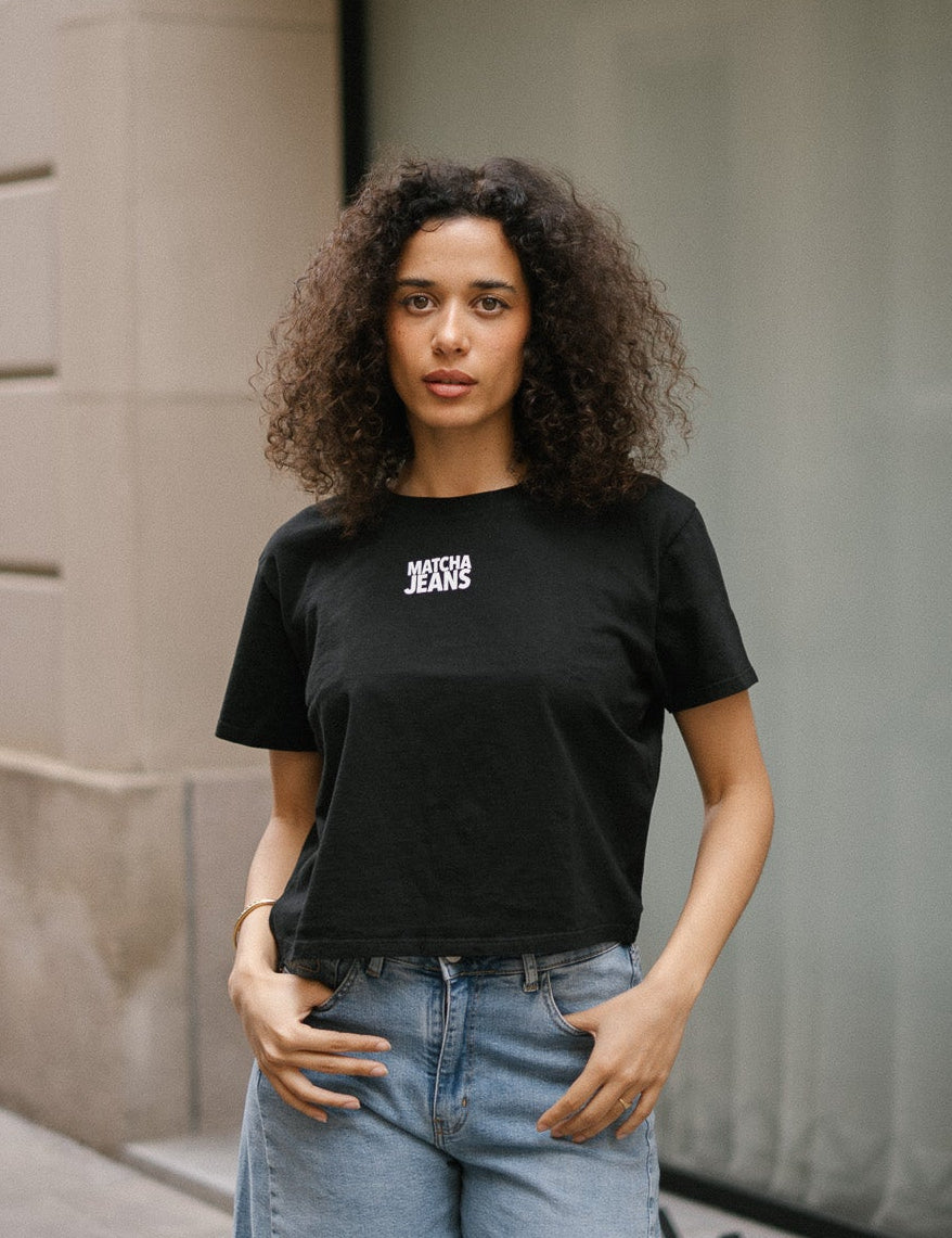 BACK RUCHED TEE - BLACK