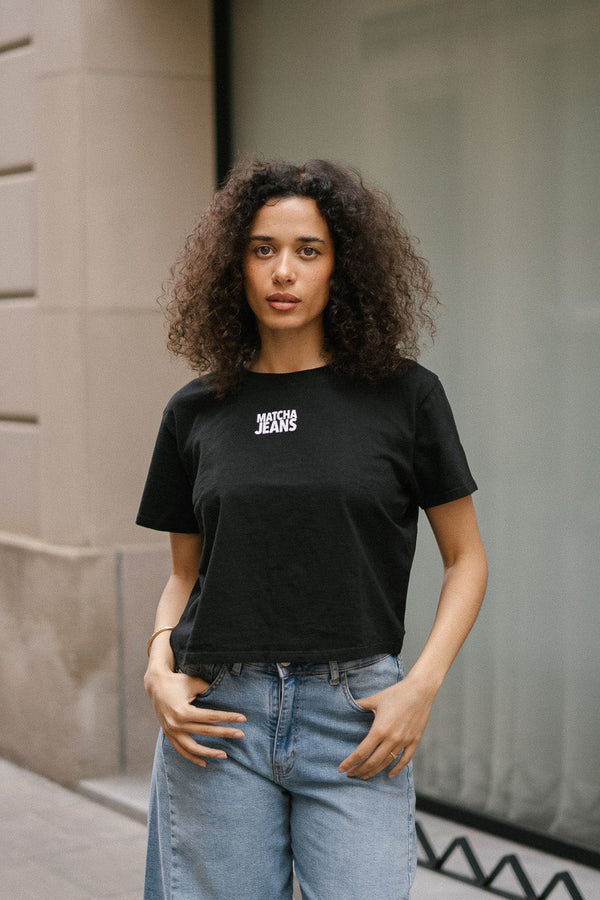 BACK RUCHED TEE - BLACK