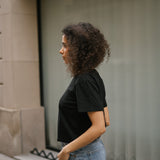 BACK RUCHED TEE - BLACK