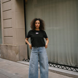 BACK RUCHED TEE - BLACK