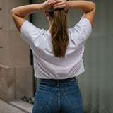 BACK RUCHED TEE - WHITE