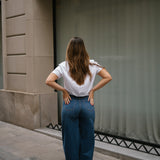 BACK RUCHED TEE - WHITE