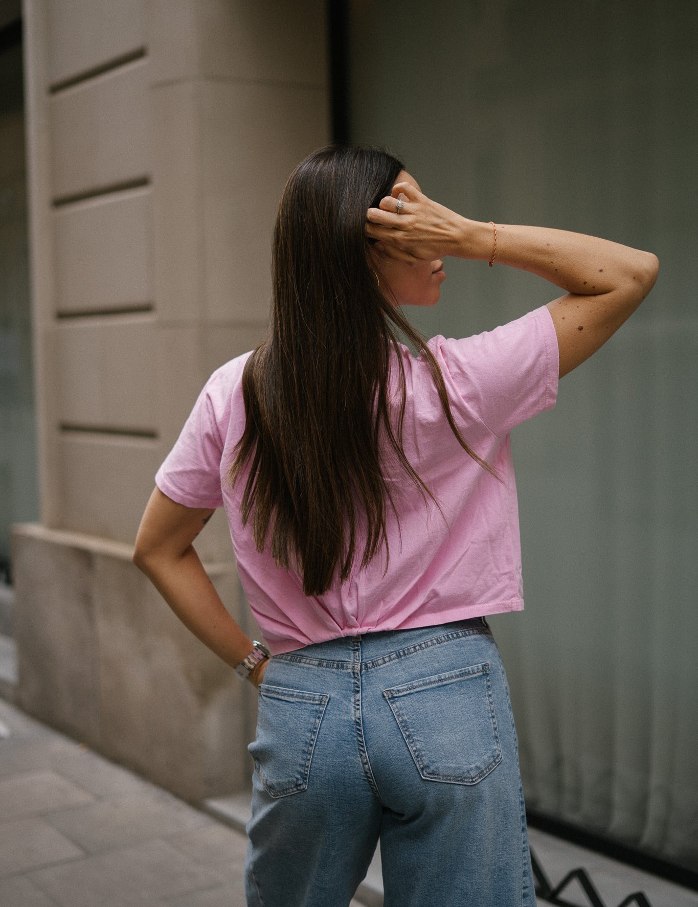 BACK RUCHED TEE - PINK