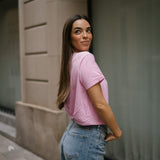 BACK RUCHED TEE - PINK