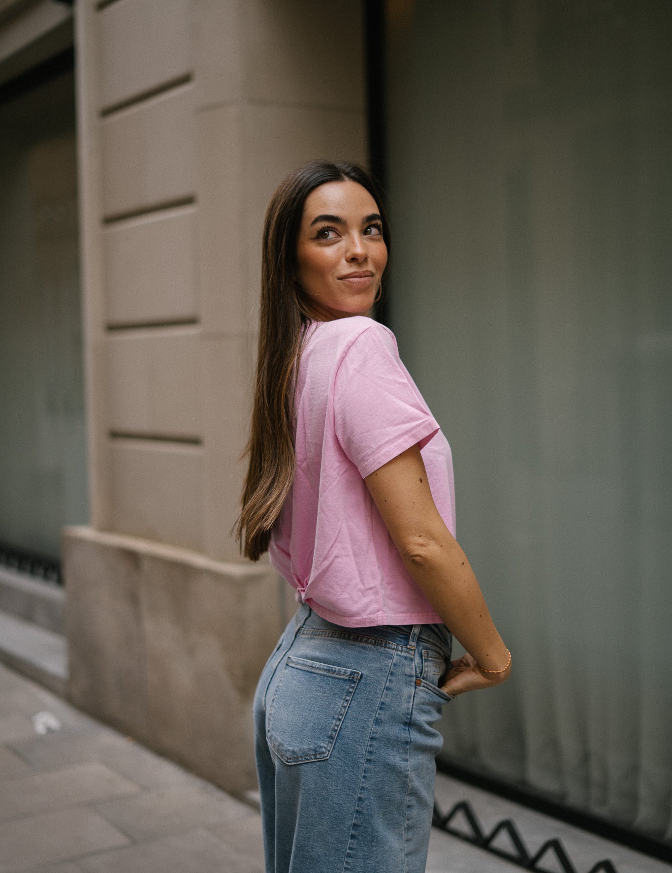 BACK RUCHED TEE - PINK